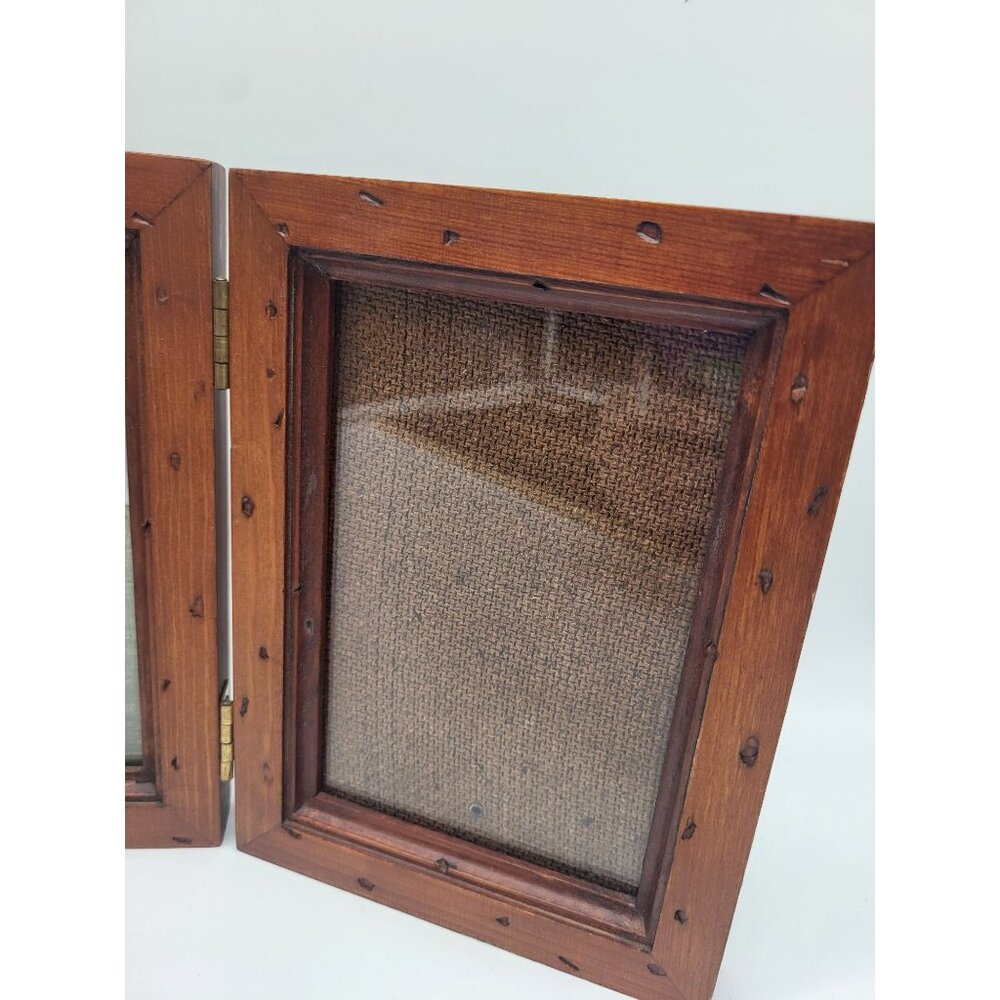 FETCO Tri-Fold Warren Kimble Wood Golf Picture Frame Holds 4x6 Folk Art - Picture 3 of 11